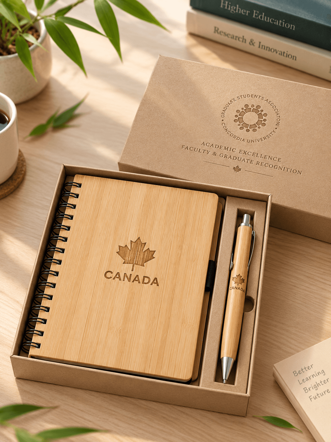 Custom Laser Engraved Bamboo Pens and Executive Office Stationery for Universities